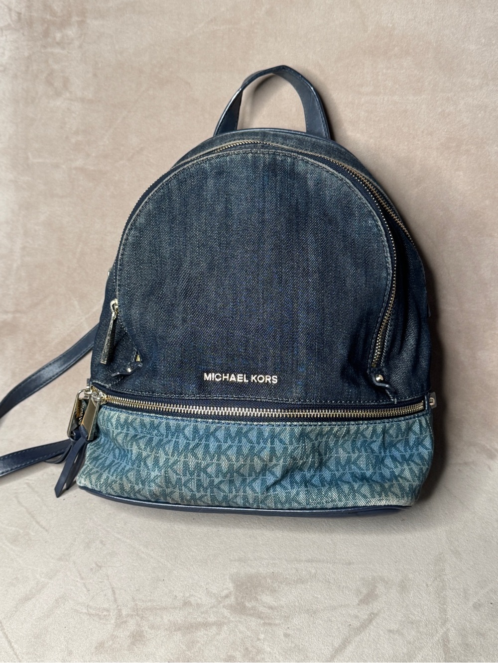 Michael Kors Denim Logo Backpack in Blue